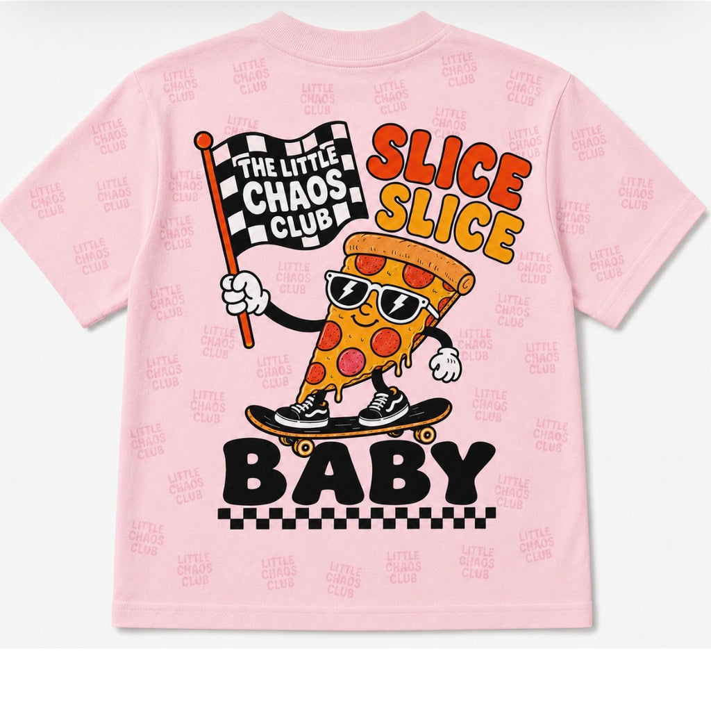 Kids Graphic T-Shirt | Fun Cartoon Print Tee Pizza Slice Slice baby | Unisex Children’s Statement Shirt