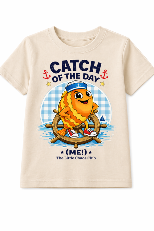 Catch of the Day Kids T-Shirt | Funny Fish Kids Tee | Cute Fishing Shirt for Kids | Beach Holiday Outfit | Little Chaos Club