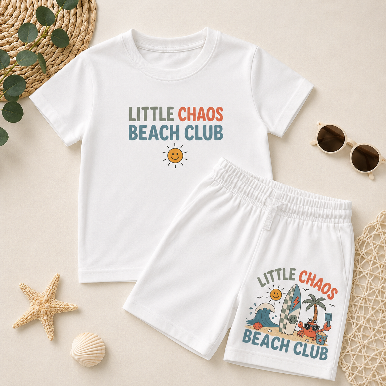 Little Chaos Beach Club T shirt & Shorts set