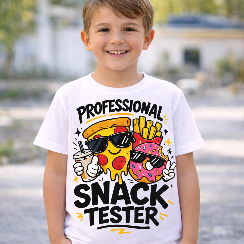 Professional Snack Tester Kids T-Shirt | Funny Kids Graphic Tee