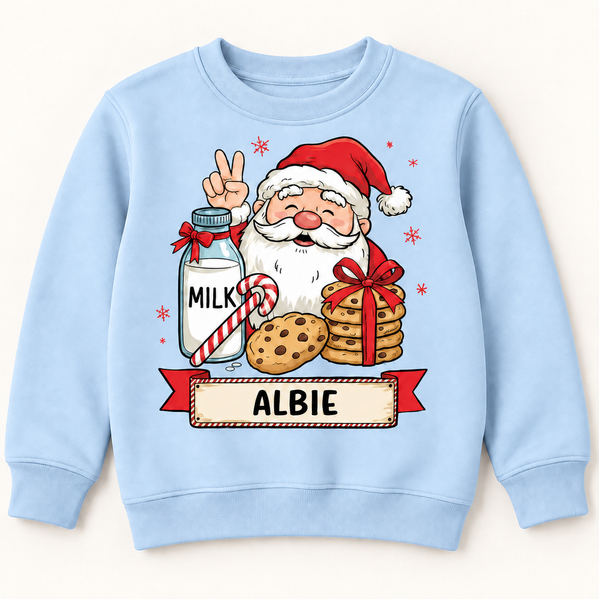 Personalised Santa Milk & Cookies Christmas t shirt, Jumper or hoodie