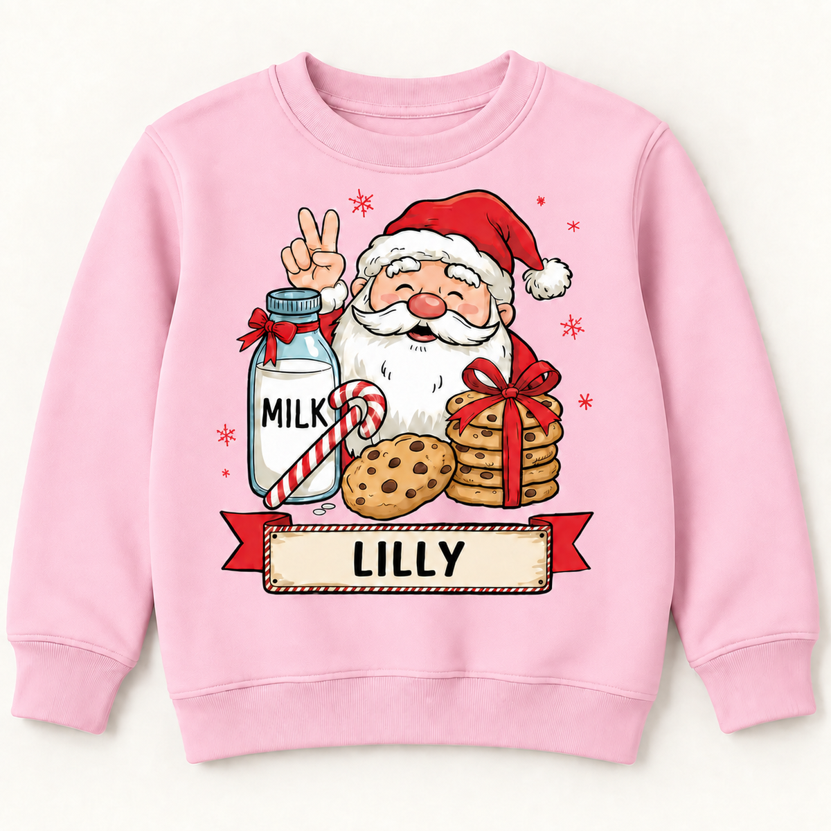 Personalised Santa Milk & Cookies Christmas t shirt, Jumper or hoodie