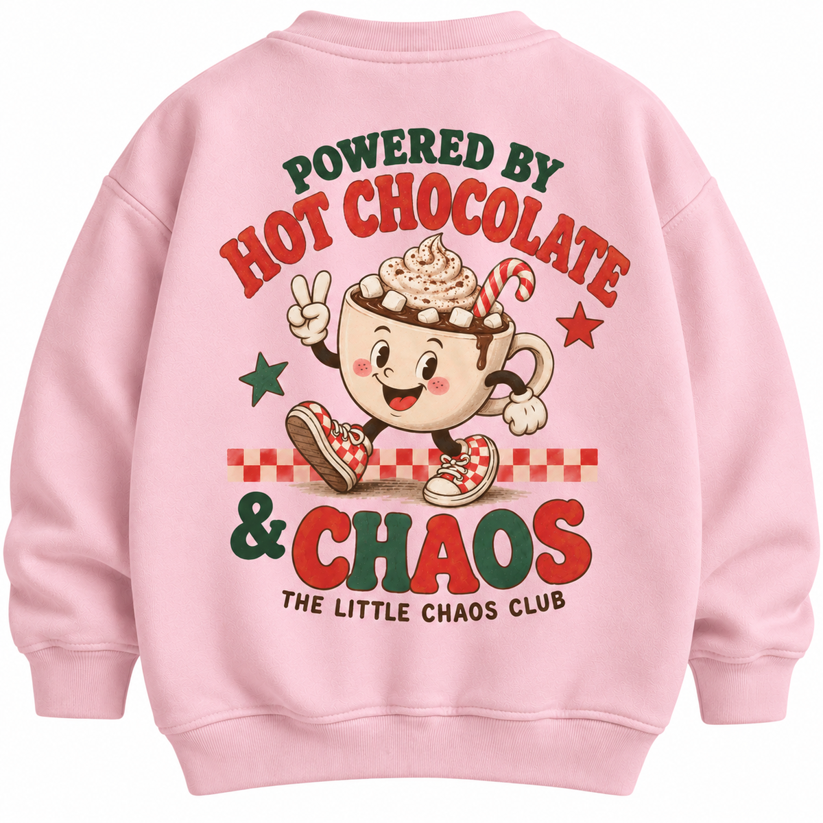 Powered by Hot Chocolate & Chaos Kids Christmas t shirt, jumper or hoodie