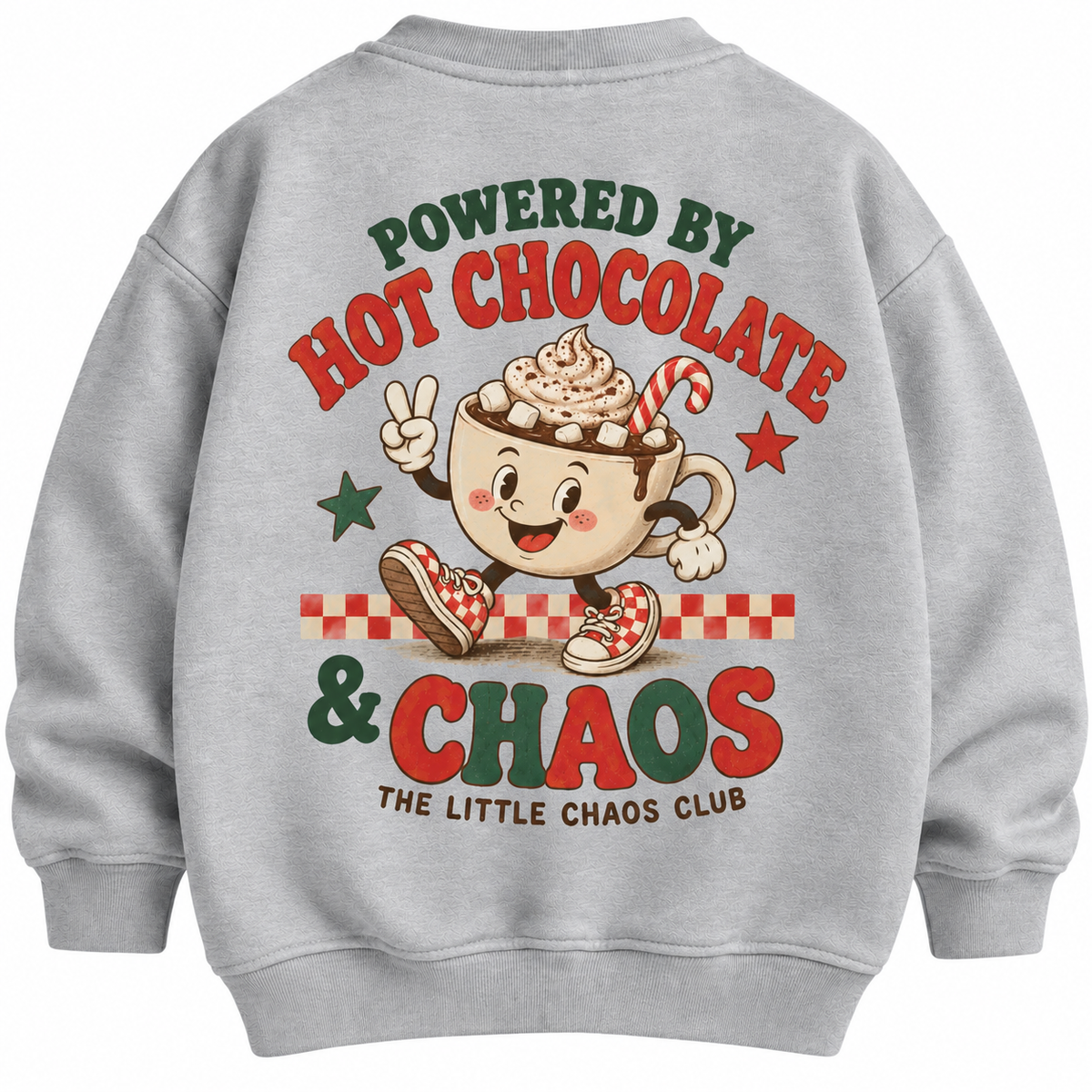 Powered by Hot Chocolate & Chaos Kids Christmas t shirt, jumper or hoodie