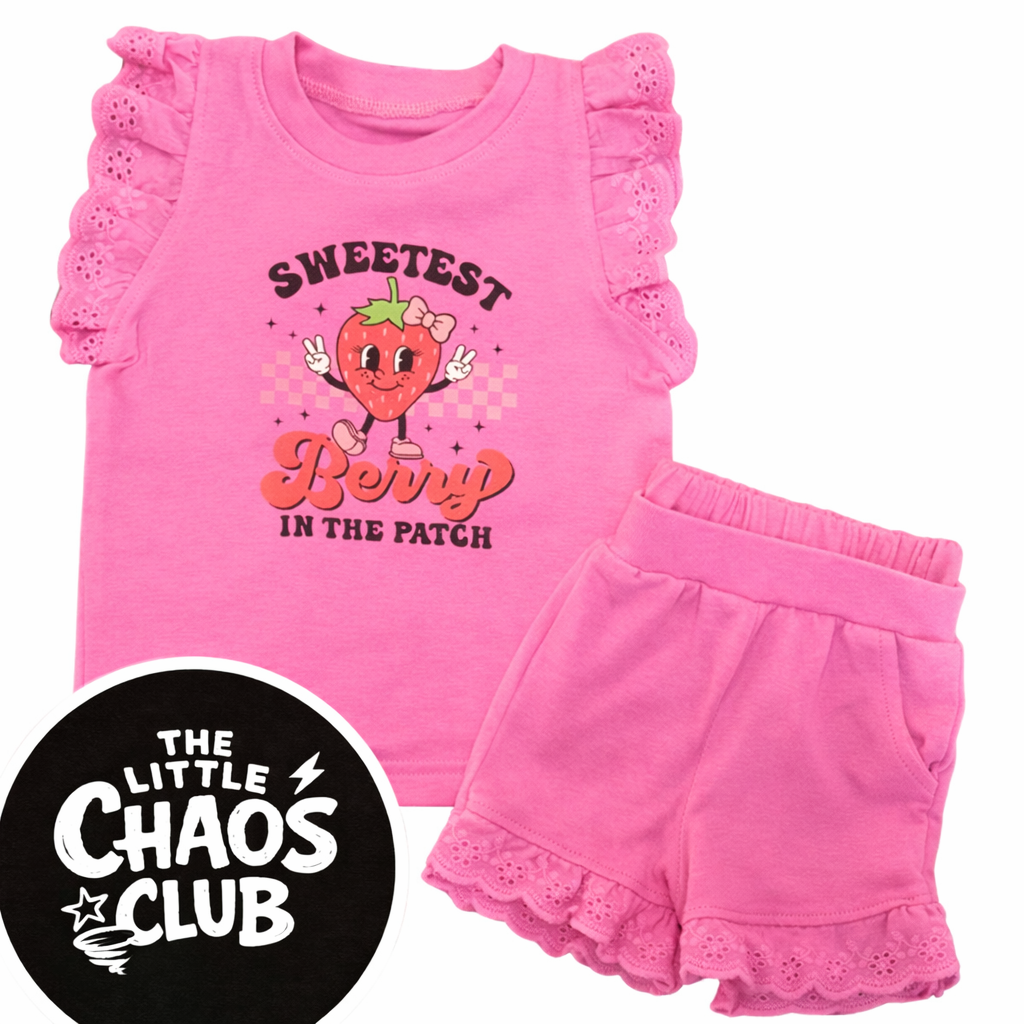 Sweetest Berry in the Patch Frill Set – Bright Pink Summer Outfit for Kids