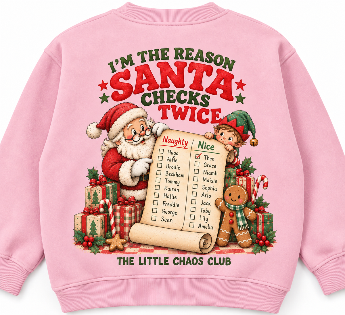 Santa Checks Twice Kids Christmas T shirt, Jumper or hoodie