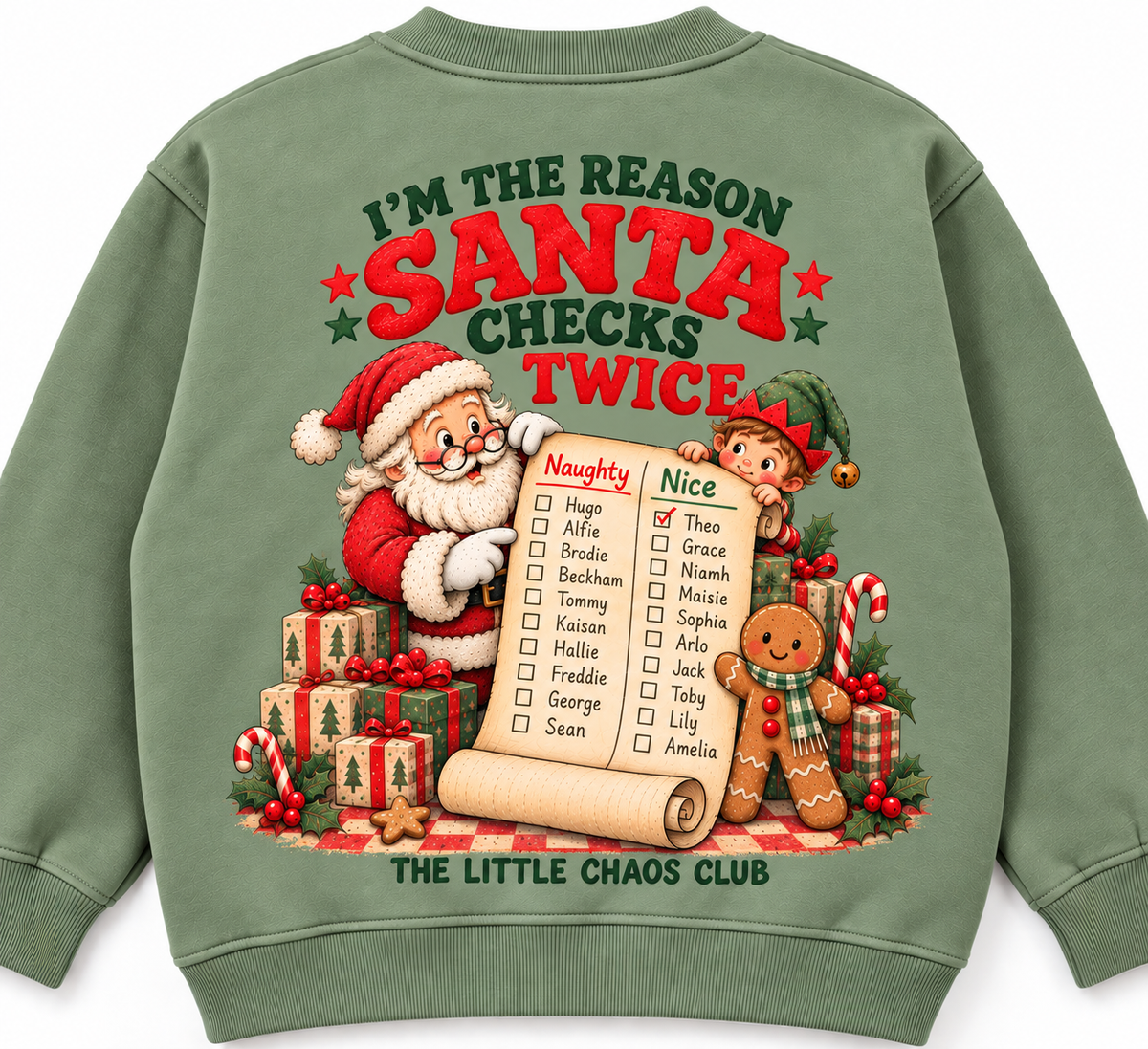 Santa Checks Twice Kids Christmas T shirt, Jumper or hoodie