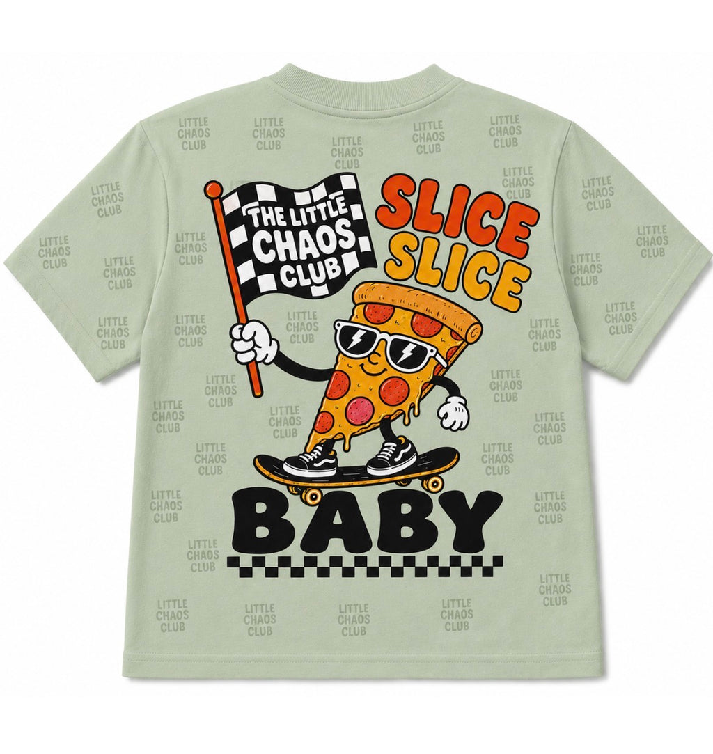 Kids Graphic T-Shirt | Fun Cartoon Print Tee Pizza Slice Slice baby | Unisex Children’s Statement Shirt