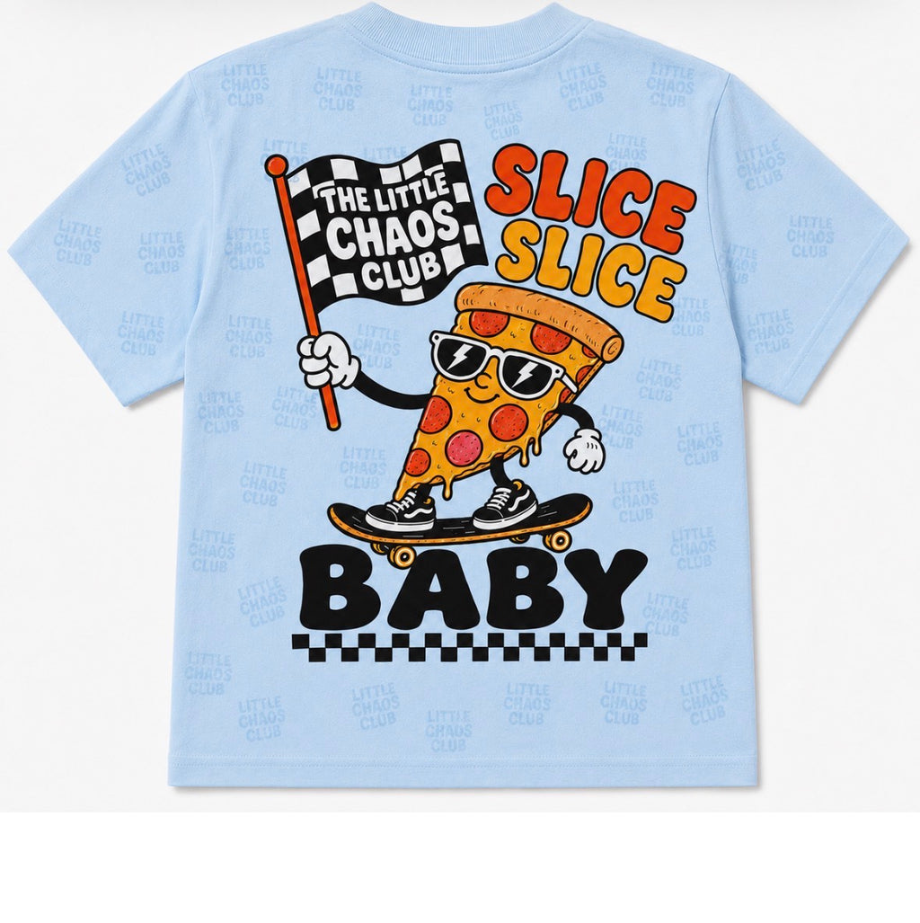 Kids Graphic T-Shirt | Fun Cartoon Print Tee Pizza Slice Slice baby | Unisex Children’s Statement Shirt
