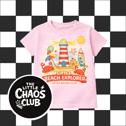 Kids Beach Explorer T-Shirt – Summer Lighthouse Graphic Tee | Nautical Kids Clothing | Little Chaos Club