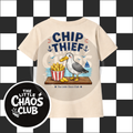Chip Thief Kids T-Shirt | Funny Seagull Shirt for Kids | Cute Coastal Kids Tee | Beach Theme Children’s Clothing | Little Chaos Club
