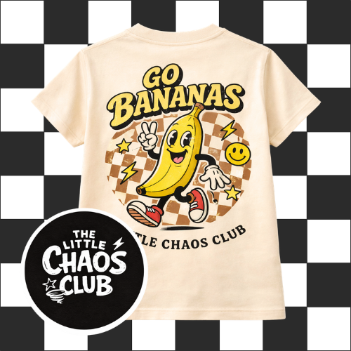 Kids Go Bananas Graphic T-Shirt – Funny Banana Kids Tee, Retro Cartoon Kids Shirt, Cute Streetwear Kids Clothing